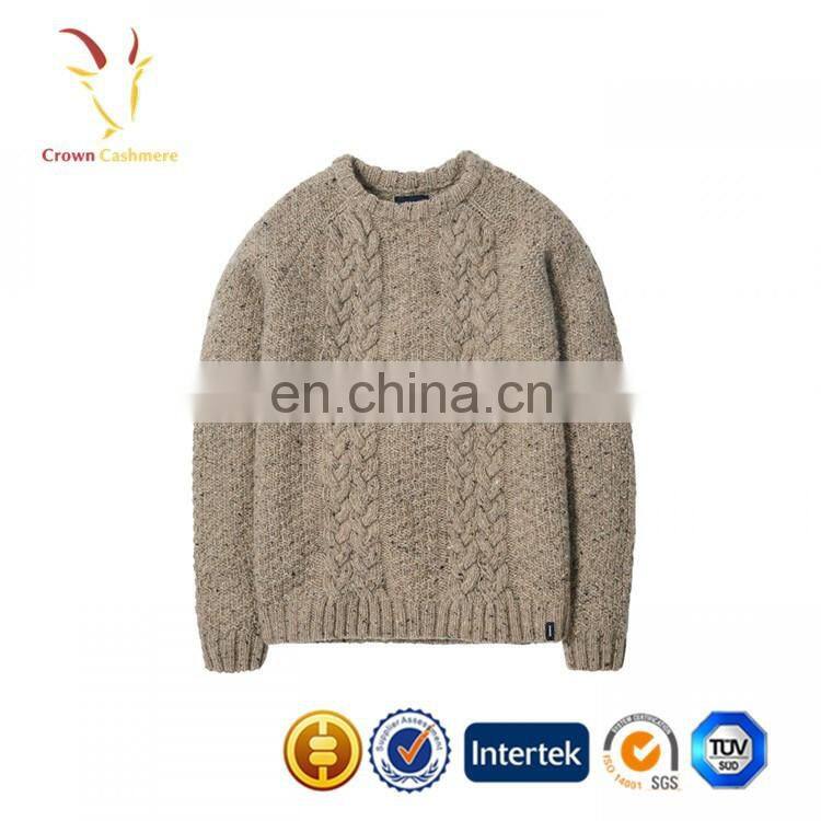 Chunky Cable Knit 100% Wool Sweater Pullover for Men