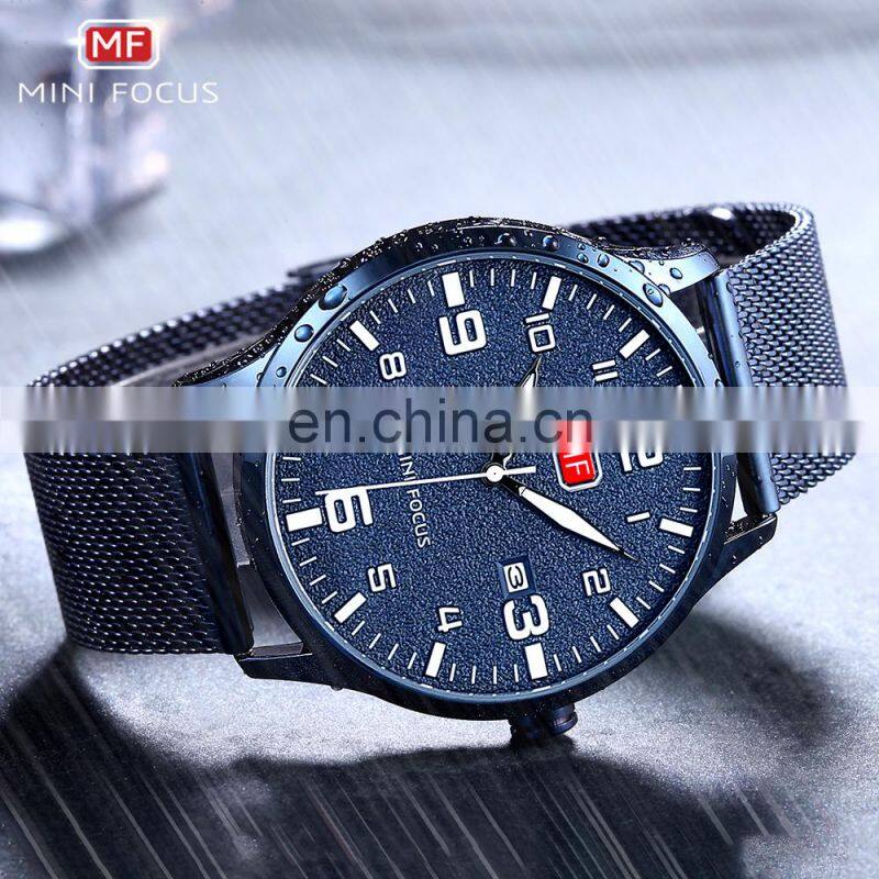 MINI FOCUS MF0158G Men's Fashion Colourful Stainless Steel Band Quartz Analog Watch