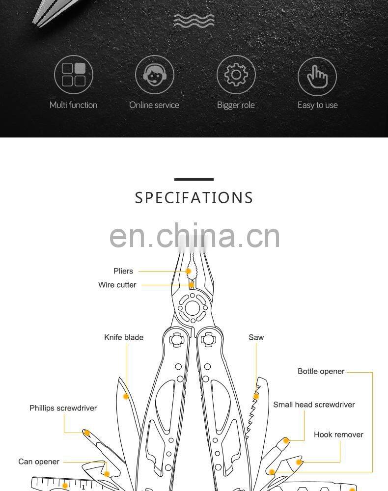 New Outdoor Stainless Steel Folding Pliers 16 in 1 Multi-function Pliers Home Pocket Combination Maintenance Tool