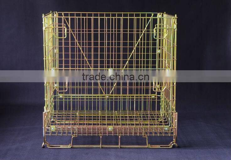 Collapsible warehouse metal stackable storage wire mesh container