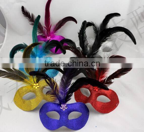 In stock 7colors New Venetian mask beautiful design feather mask purple feather masquerade mask