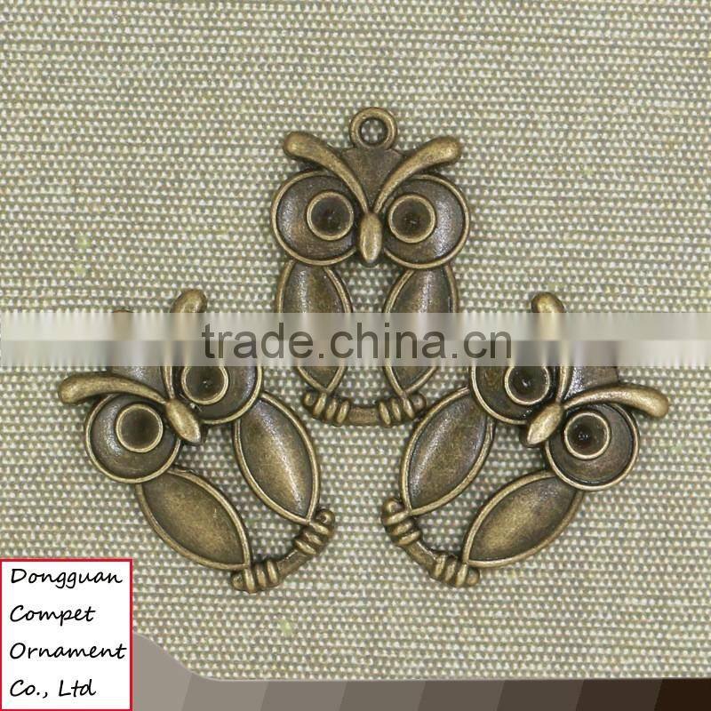 Wholesale diy zinc alloy jewelry ancient bronze large owl pendant