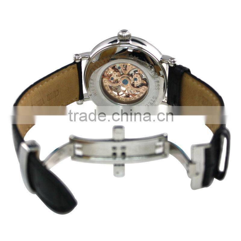 ZUSK01G Classic fashion style skeleton 316L stainless steel 3 atm Automatic movtu luxury watch