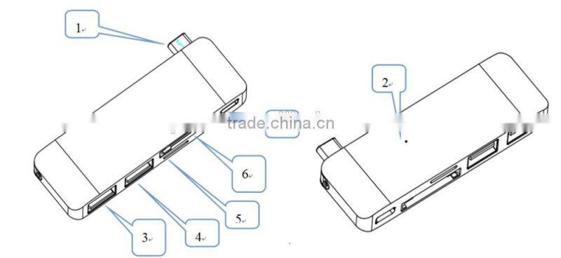USB type C female to multi function PD function USB-C combo USB 3.0 hub with card reader adapter