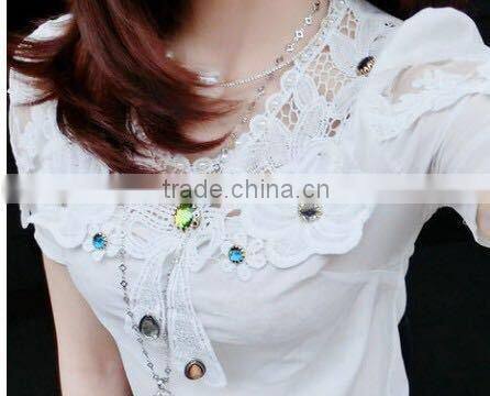 Embroidered Water Soluble Milk Fiber White Collar