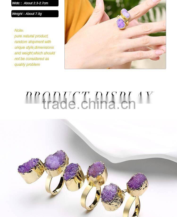 Purple Double natural stone gold ring designs for men