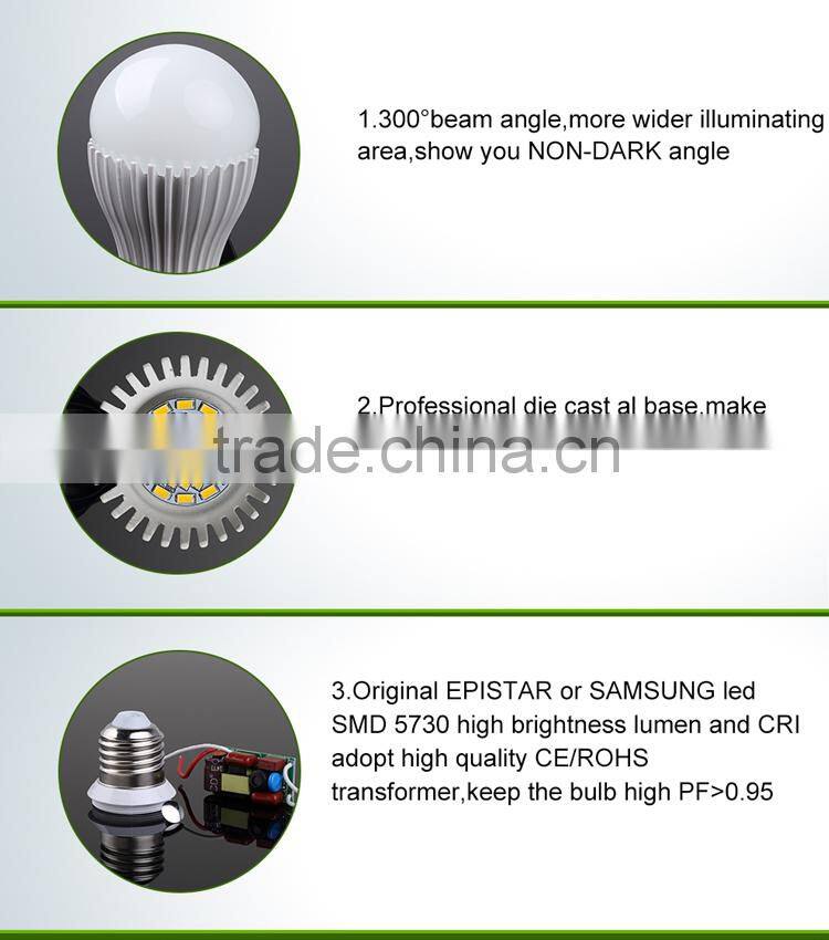 e27 led bulb light 3000k-6500k/9w smd2835 led bulb light AL+PC material