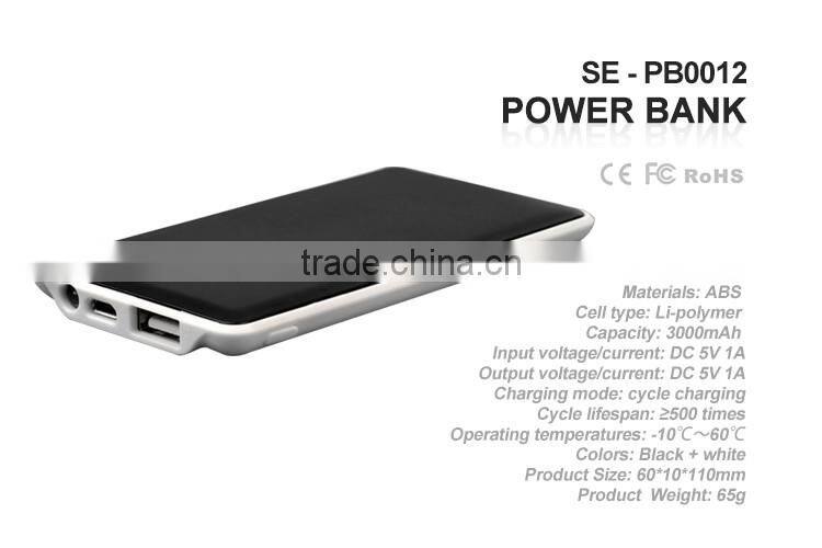 Christmas and New Year Gift Portable Power Bank with 3000mAh capacity LED torch and LED indicator to show