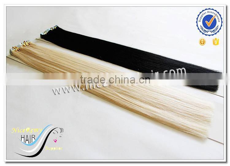 Wholesale tape hair extension double drawn virgin hair indian remy tape hair