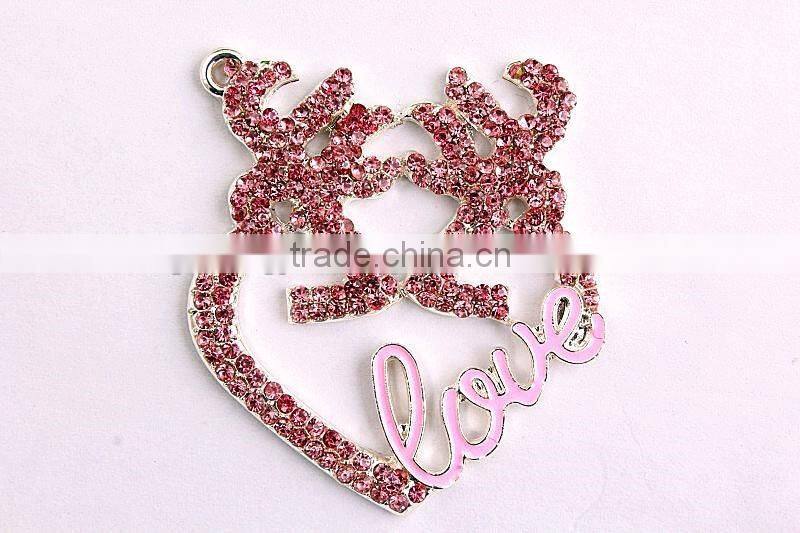 2016 Valentine's Day new design silver Zinc alloy fasion charm cake with heart Rhinestone Pendants For Chunky Necklace Making