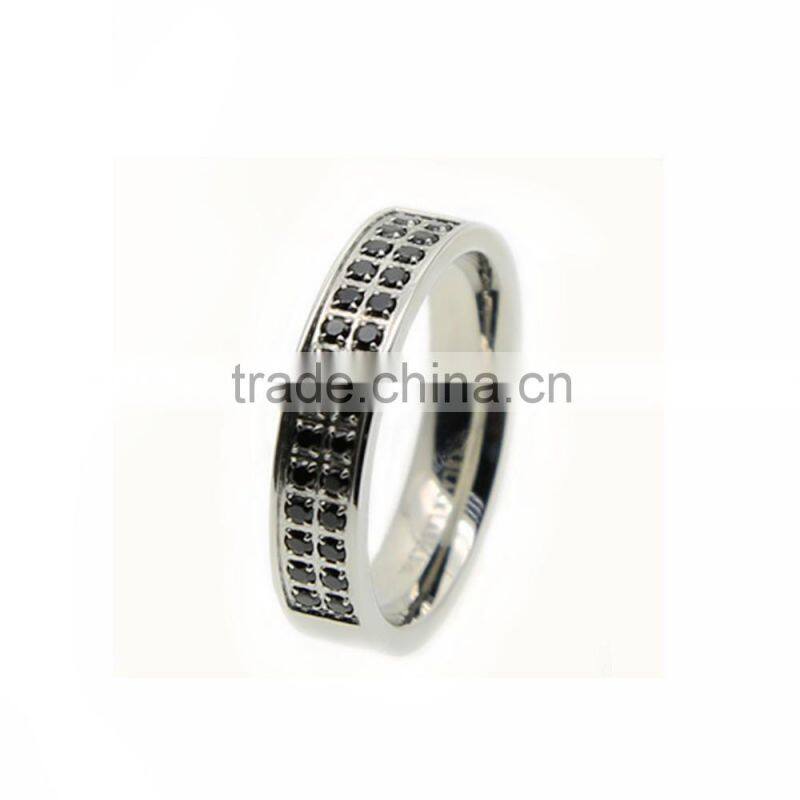 Stainless Steel Jewelry Channel Setting Steel Diamond Round Ring SR-7041