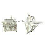925 sterling silver CZ stud earrings Rhodium plated