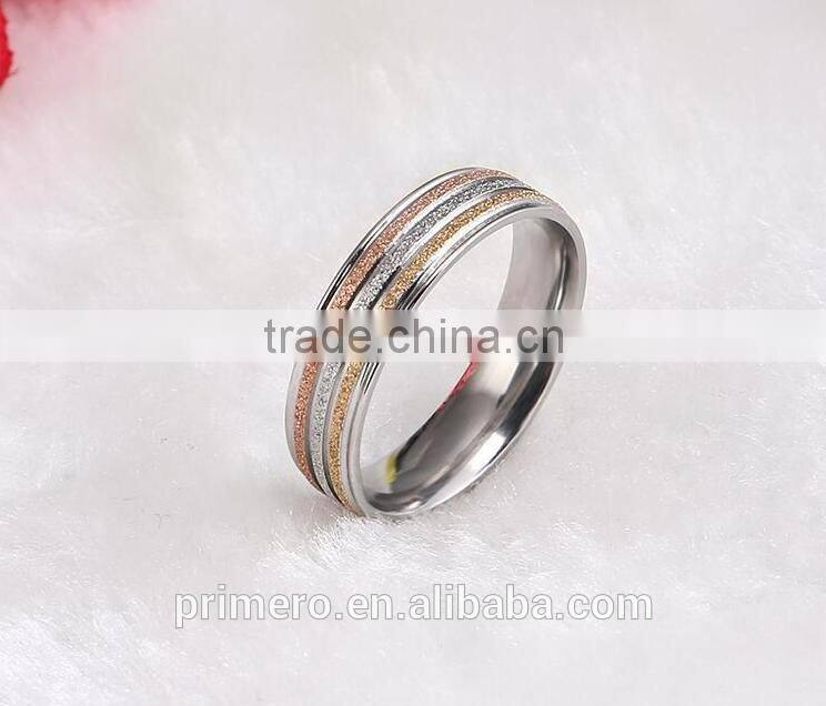 5MM Width Matte 3 Color Ring For Women Girls Gift With Korean Style Fashion Gold Designs Jewelry