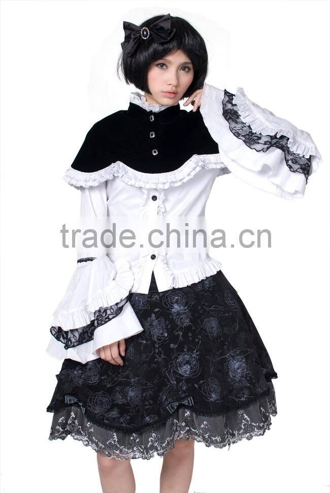 LY-018 unique black and white lolita Janpanese cosplay sweet grils shawl