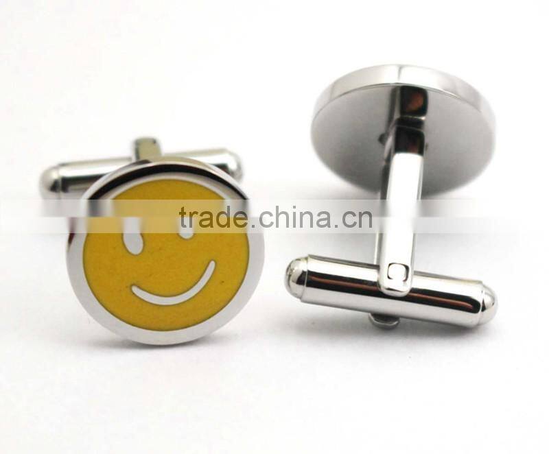 Classic Stainless Steel Baby Face Smiling Emoji Cufflink For Men