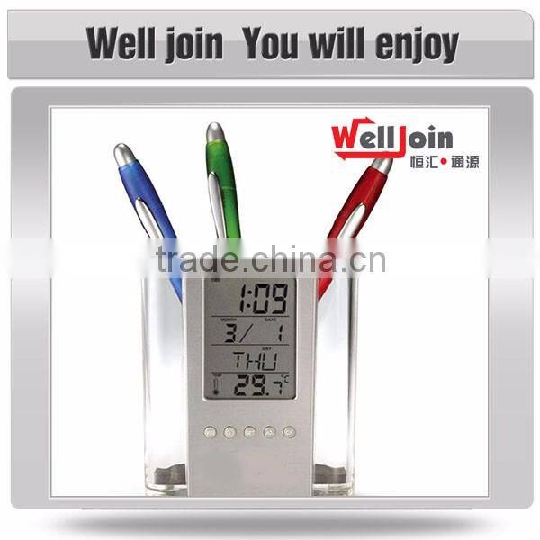 High Quality calendar temperature display and alarm pen holder