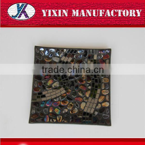 Home deco craft golden and silver msoaic glass gold charger plates /Mosaic plate for home&wedding decoration11/Glass mosaic