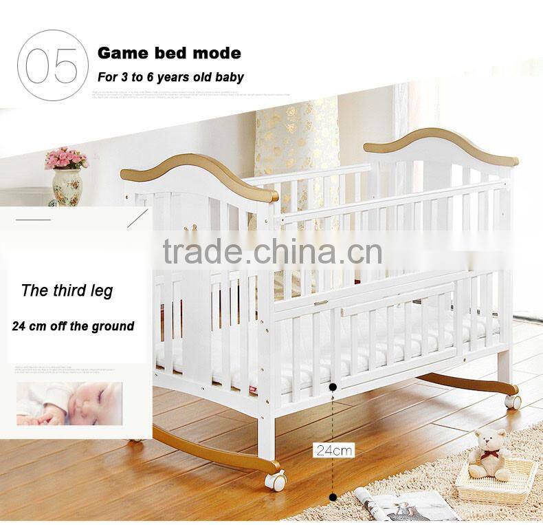 Eco-friendly Wood Multifunction Wooden Baby Cribs Pine Wood Baby Bed