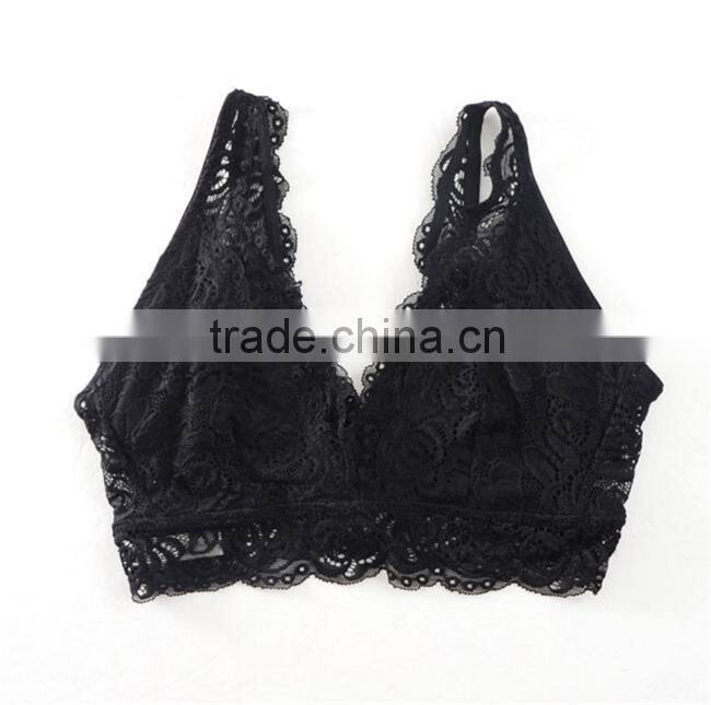 Wholesale High Quality No Rims Thin Lining Black Lace Bra