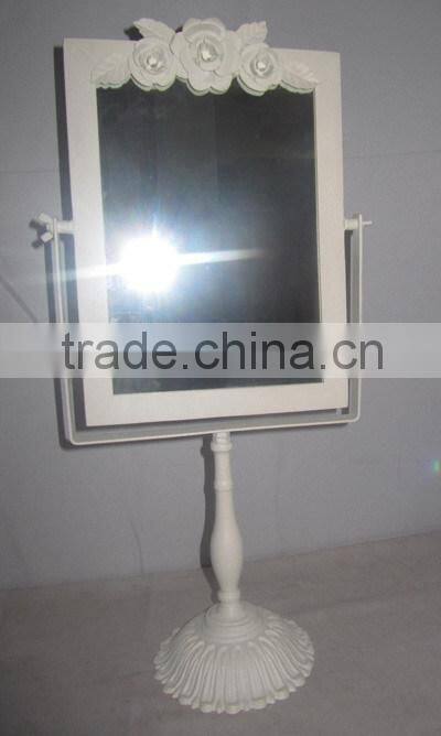 110819W-2 Wholesale white metal desktop make up flat mirror