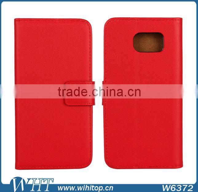 Genuine Leather Booklet Case for Samsung Galaxy S6 with Stand Card Holder