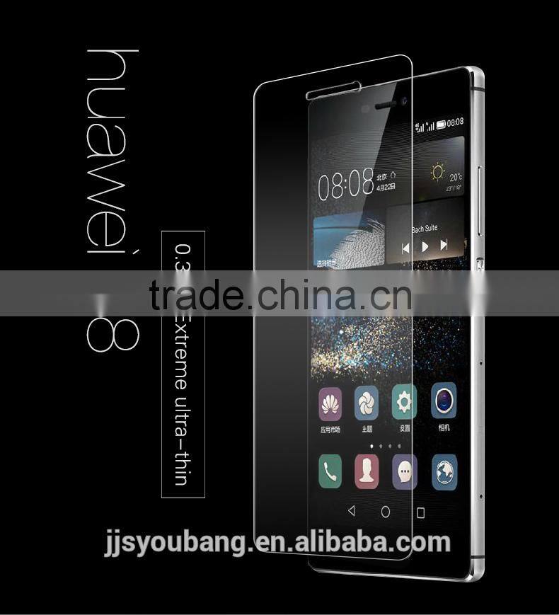 Wholesale Ultra smooth 0.33mm thickness anti impact anti-shock smart phone tempered glass screen protector for Huawei P8