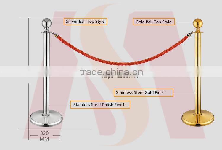 Stainless Steel Silver Chrome Gold Event Gallery Sphere Ball Top Velvet Rope Stanchion Post