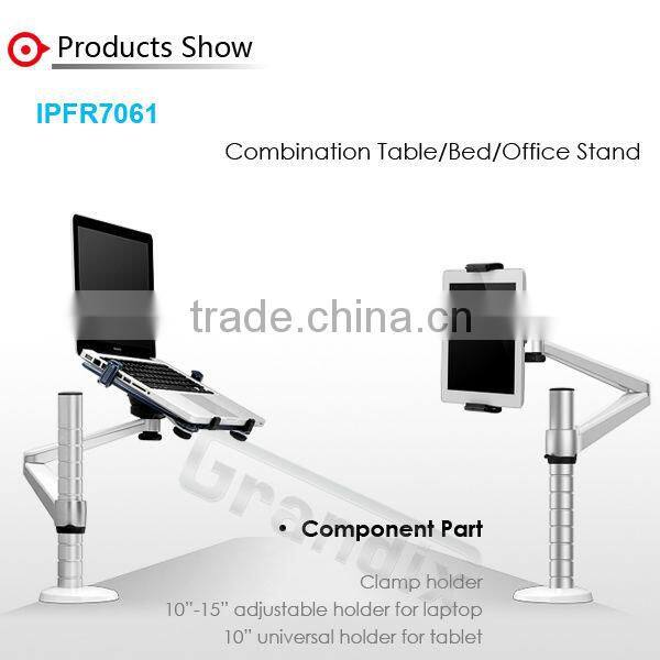 Gas spring portable 360 degree rotating recliner laptop stand