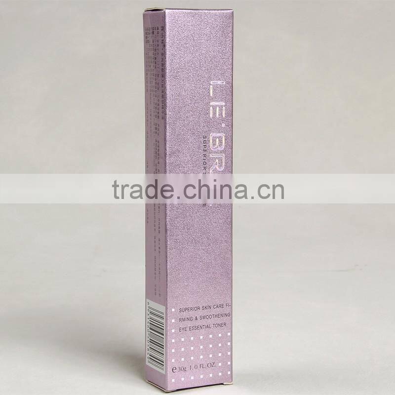 Cosmetics packaging box with glossy lamination for eye essential toner