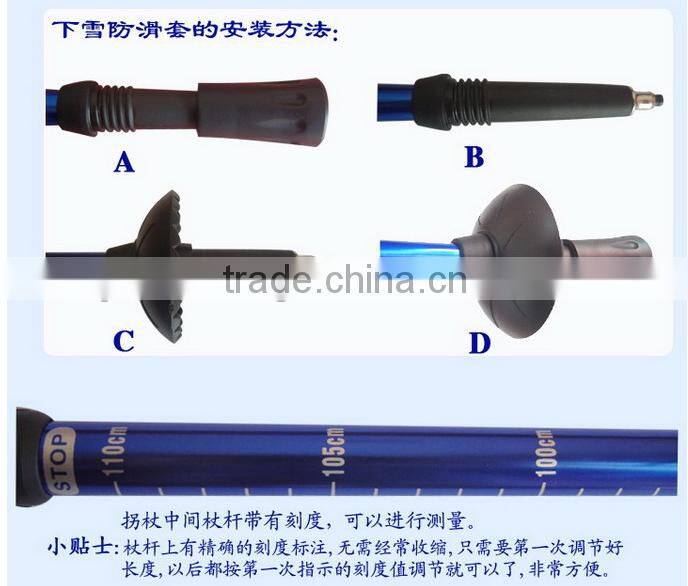 2015 Latest ladies walking stick with light alpen stock climbing Factory Direct