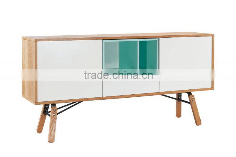 Bright color modern kitchen cabinets, wooden sideboard