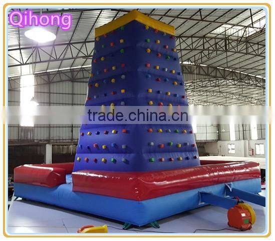 Toboggan blue inflatable climbing wall,giant climbing wall with bouncer for kids and adult