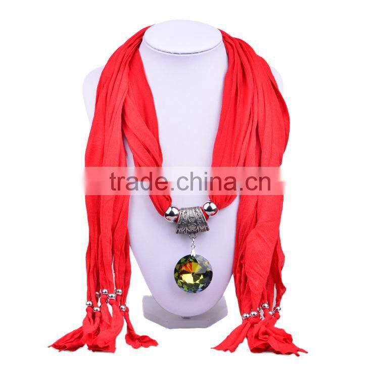 2016 Hot Sale Retail/wholesale 10 different colors Cotton colorful round Pendant Women Winter Scarf Necklace (SC150063)