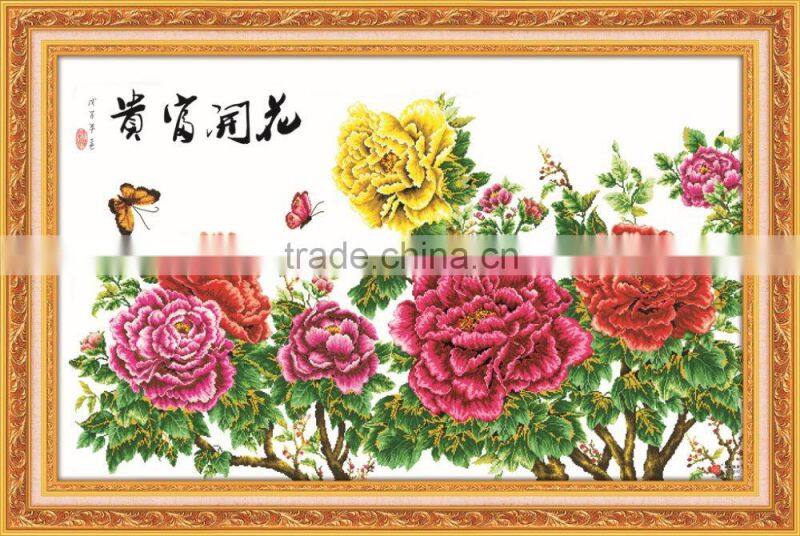 traditional mum flower cross stitch painting chinese writing wallpaper murals