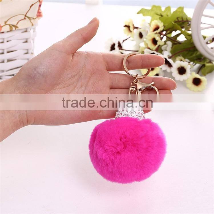 Royal Blue Rabbit Fur Pompom Valentine's Day Gift Keychain