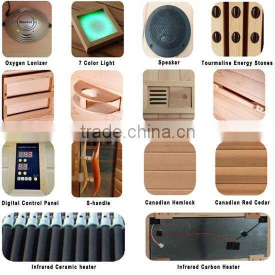 Infrared dry dry steam sauna cabin for 2 person