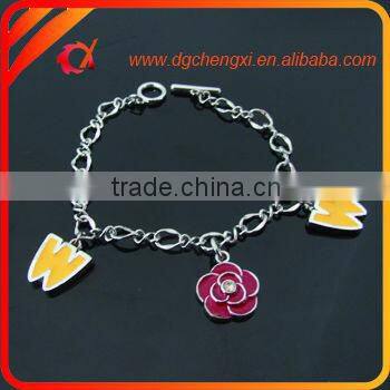 Promotion bling design link bracelet with animal shaped charms