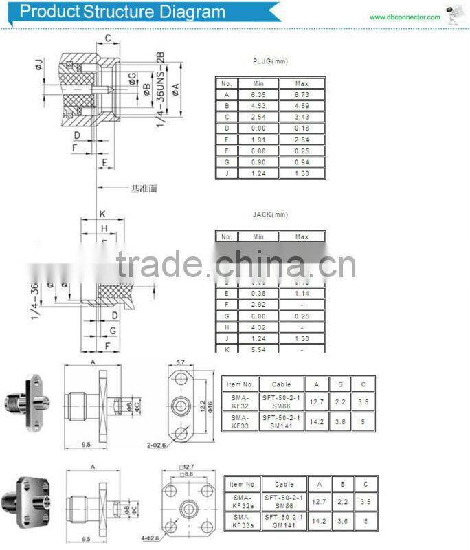 SMA male panel mount 4 hole sma connector