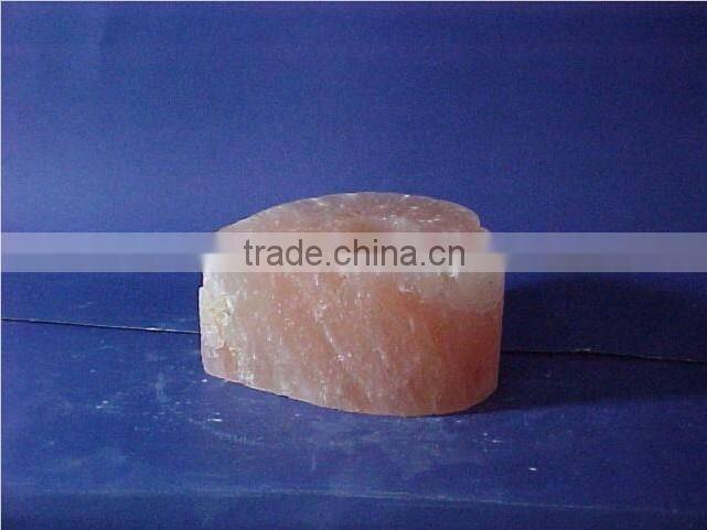 Handmade White Glass Rock Salt Tea Light Candle Holder