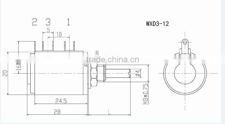 WXD3-12 16mm 20mm 5 turns wirewound potentiometer