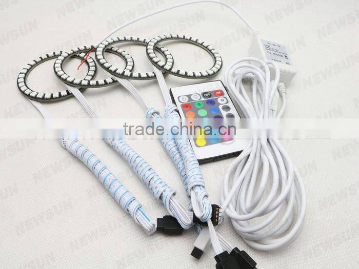 Colorful Change 80mm led rgb angel eyes RGB Multi-Color LED 5050SMD Headlight for all car motors LED Angel Eyes Kits SMD