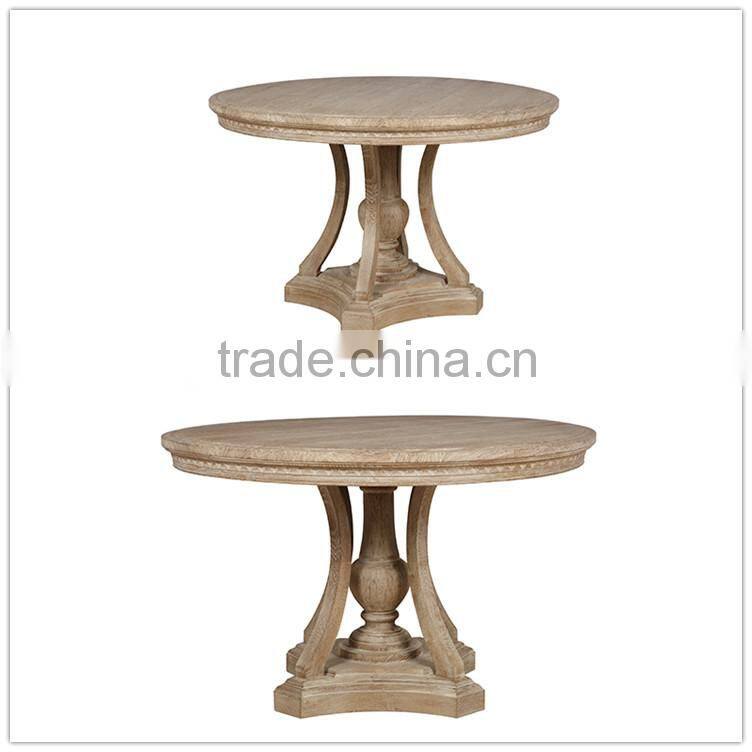 country style round solid wood dining table