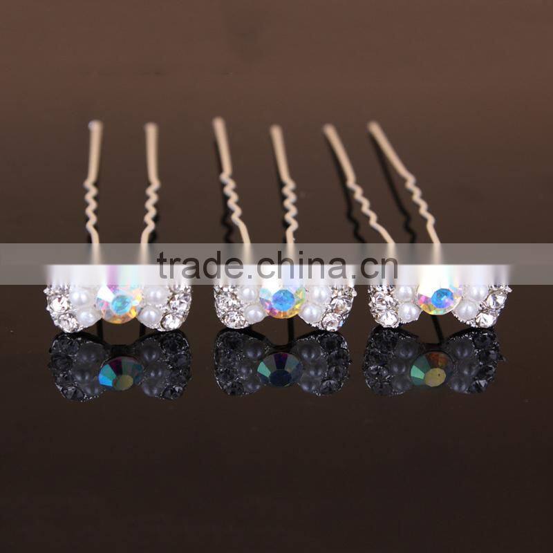Fashion Rhinestone Flower Shaped Alloy Hair Pin for Women