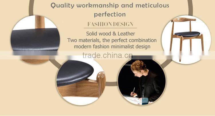 Commercial furniture modern appearance solid wood design dine chair with leather seat