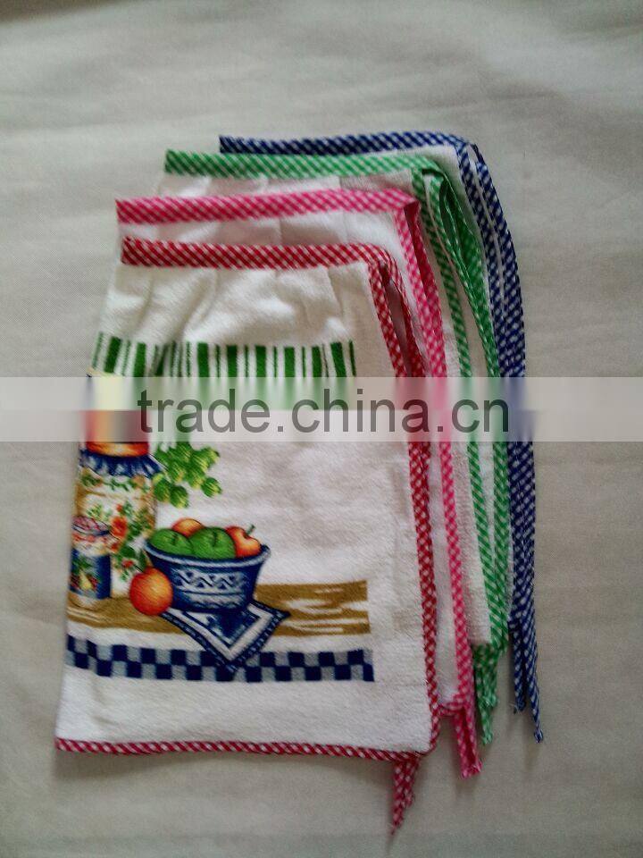 green check border terry cotton towel with pigment printing waist apron