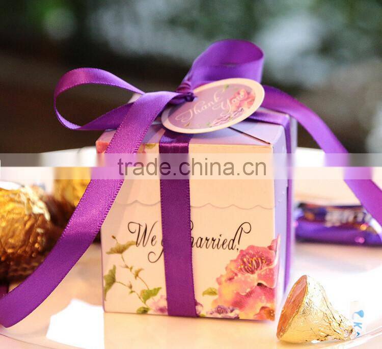 Hot sale Wedding Paper Favor Box Pink Wedding Paper Favor Box Ribbon Wedding Paper Favor Box