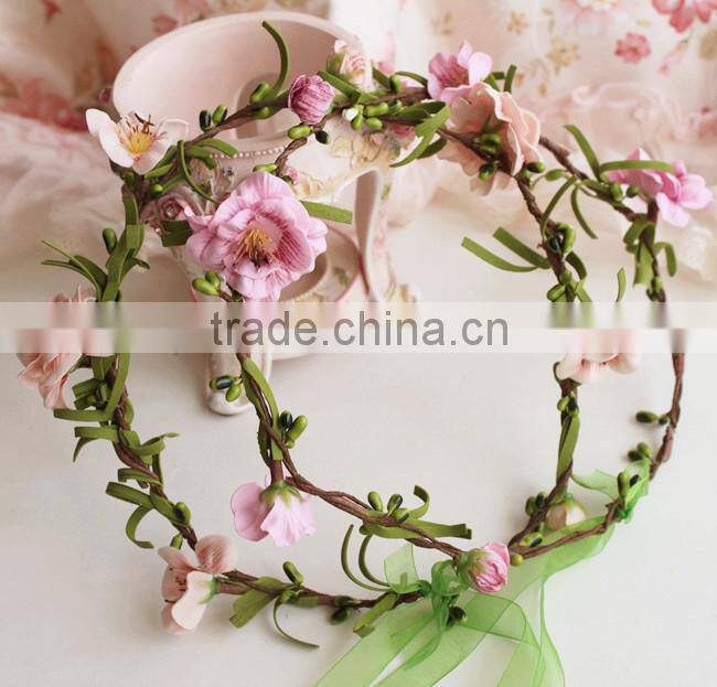 Fabulous hand-made girls flower head garlands for Wedding Prom Party And Christmas Decoration