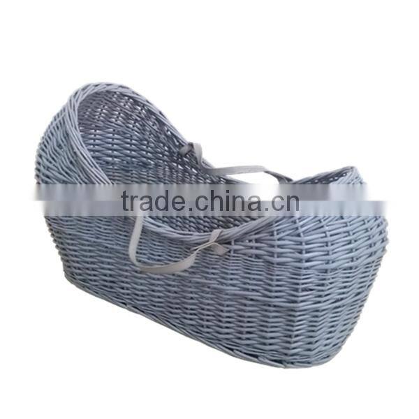 Silver grey Wicker Moses Basket
