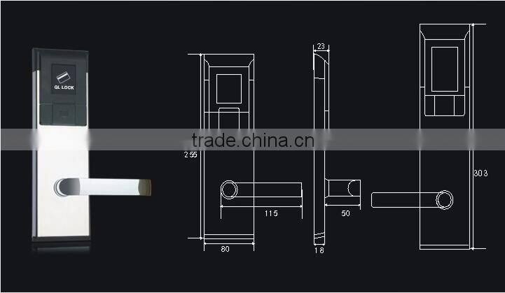Hotel lock with free management software intelligent RFID card lock
