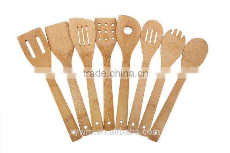 SP8-202/8 PCS Bio Degradable Organic Bamboo Wood Kitchen Utensil Tools Set in Mesh Bag